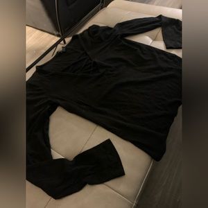 Women’s Forever 21 Medium Long Sleeve Black Shirt with V Neck Design